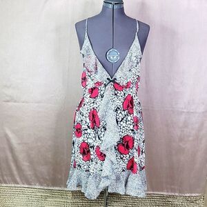 CYNTHIA ROWLEY Floral Ruffled Sheer Dress XL‎